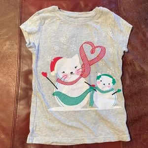 🎄 3 for $18 - EUC girls size Target size 7/8 grey “snow cats” T